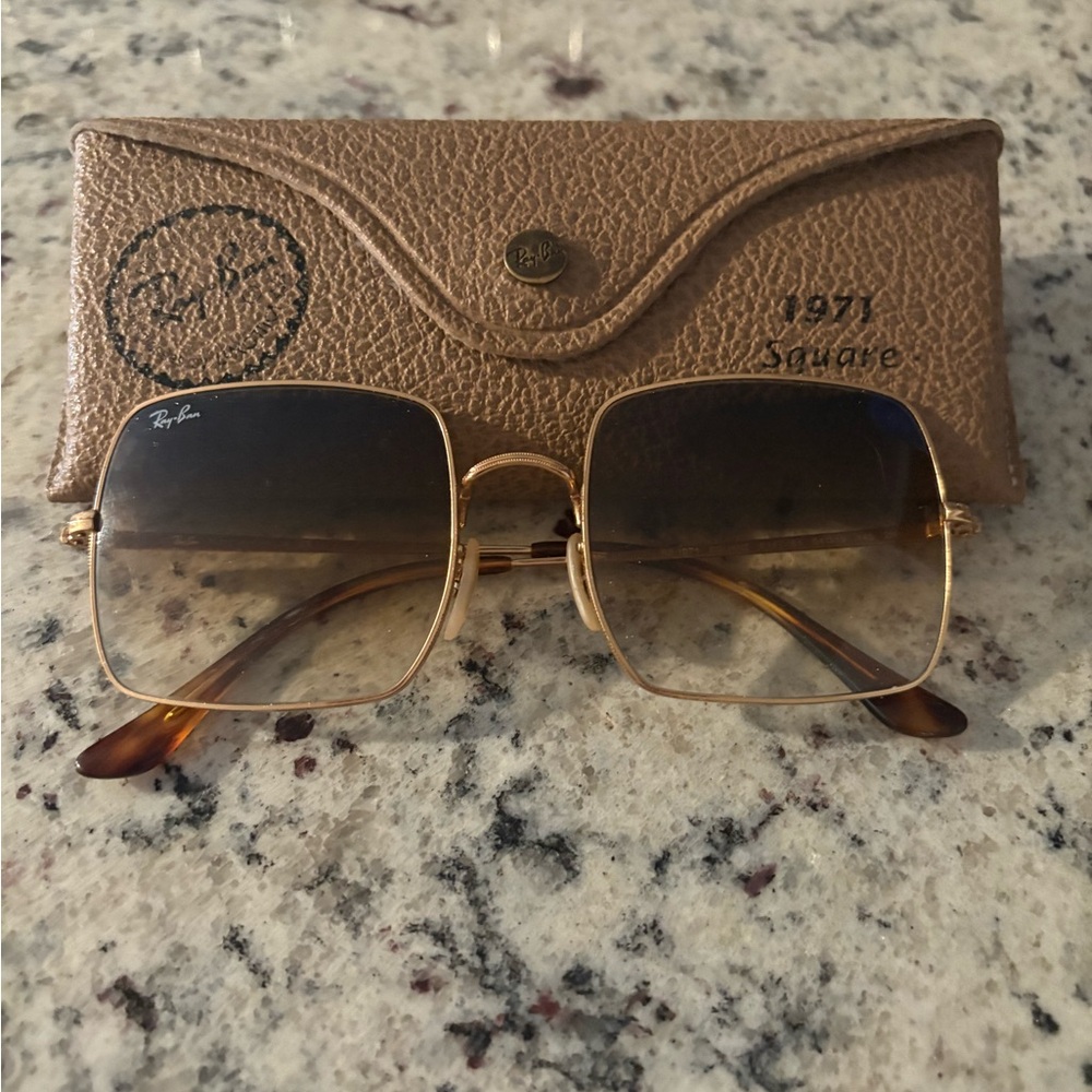 Ray-Ban Gold Gradient Square Sunglasses